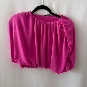 ZARA FUSHIA DRAPE CROP TOP
